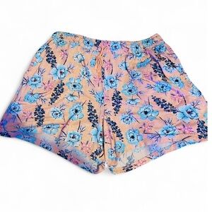 Floral Women's Shorts in Blue and Orange